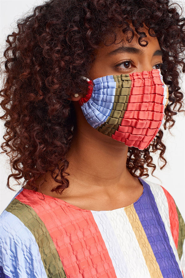 NU Striped Pleated Face Mask Multicolor