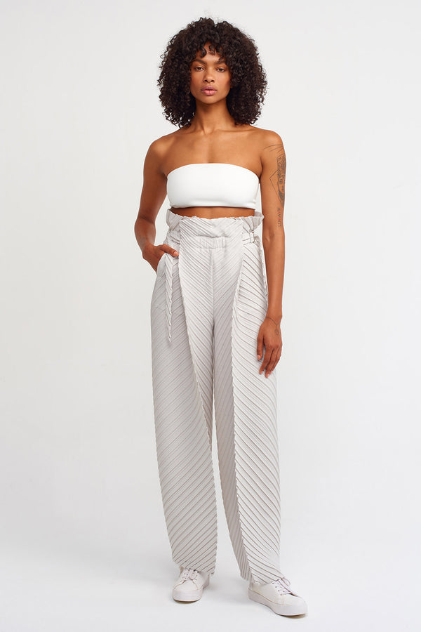 NU Belt Detail Pleated Trouser Ice