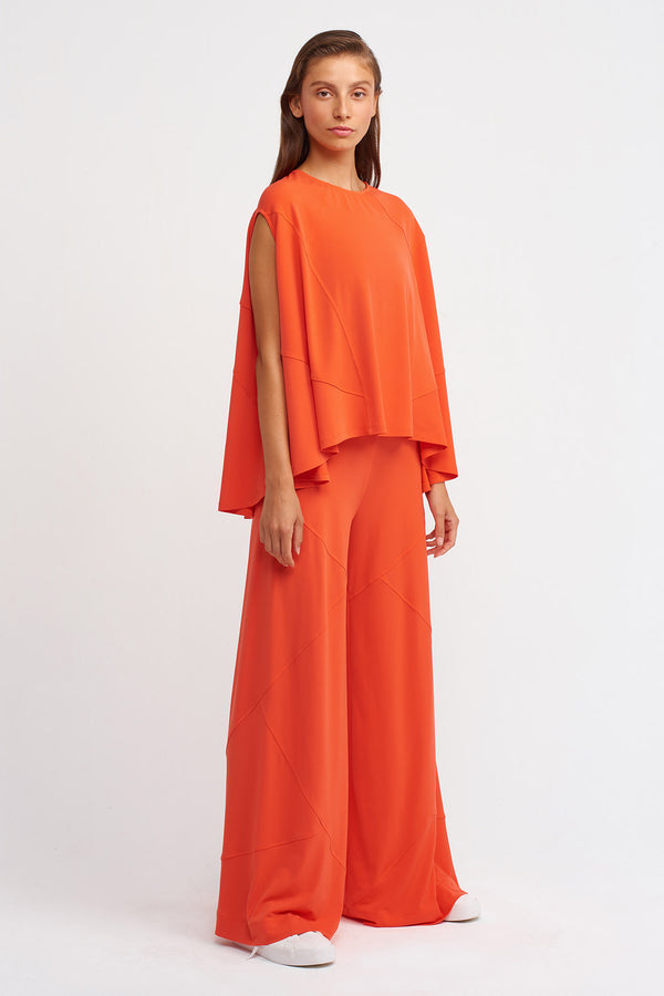 NU Sleeveless Stitched Detail Blouse Orange