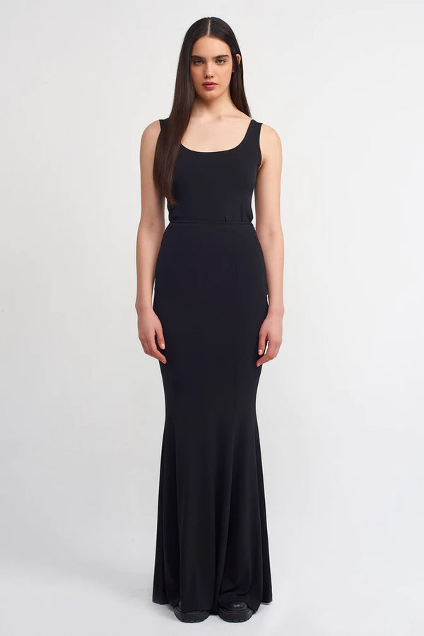 NU Mermaid Cut Maxi Skirt Black