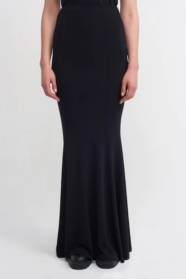 NU Mermaid Cut Maxi Skirt Black