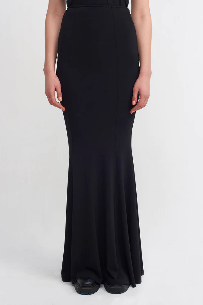 NU Mermaid Cut Maxi Skirt Black
