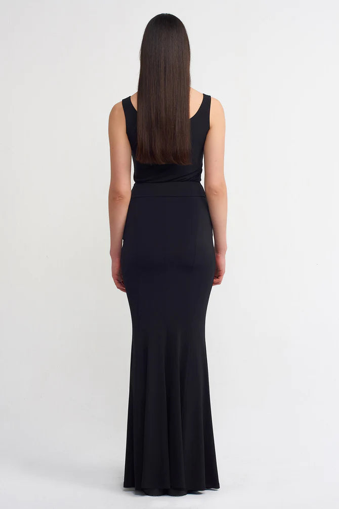 NU Mermaid Cut Maxi Skirt Black