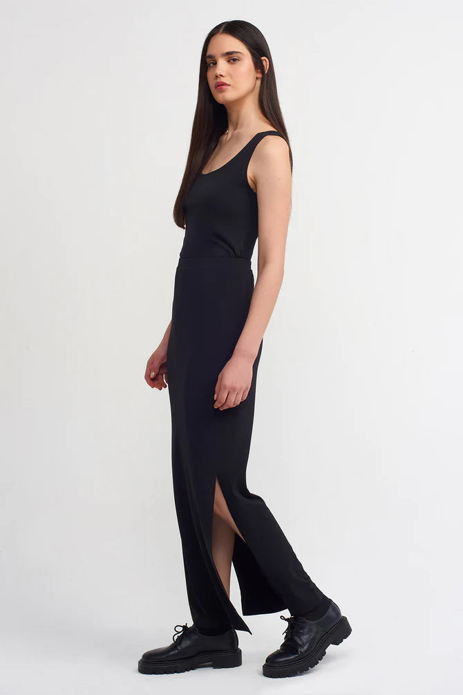 NU Side Slits Detail Maxi Skirt Black