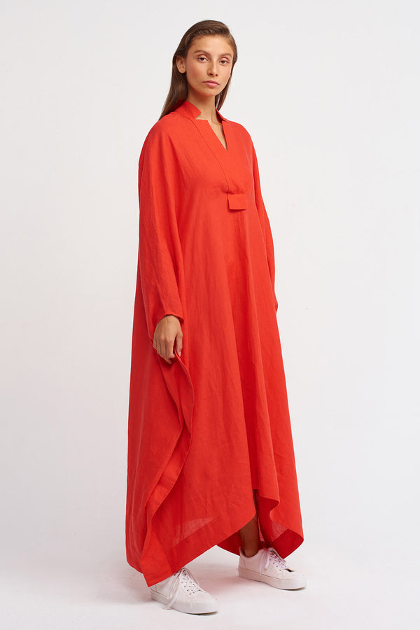NU V-Neck Maxi Kaftan Dress Red
