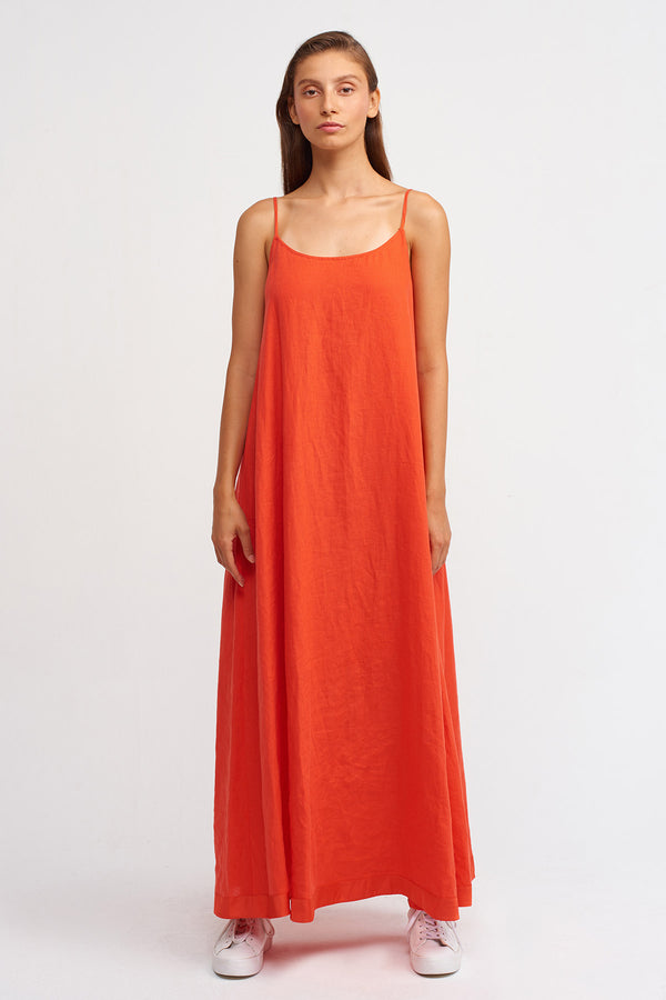 NU Solid Thin Strap Maxi Dress Orange