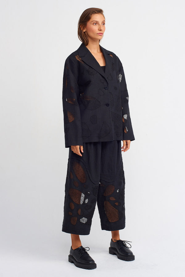 NU Embroidered Detail Blazer Jacket Black